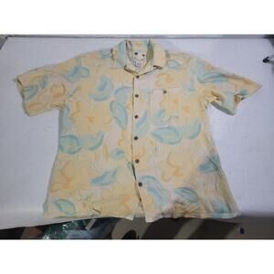 Vintage Banana Cabana Size XL Yellow Hawaiian Button Up Floral Pattern